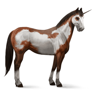 jazdecký jednorožec americký paint horse gaštanový overo