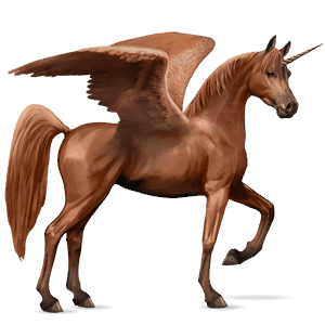 okrídlený jazdecký jednorožec shagya arabian gaštanový