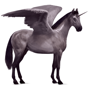 okrídlený jazdecký jednorožec quarter horse myšací šedý