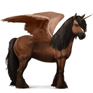 okrídlený jazdecký jednorožec gypsy vanner svetlý hnedák