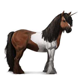 jazdecký jednorožec gypsy vanner hnedák tobiano