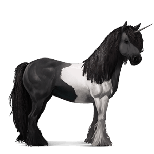 jazdecký jednorožec gypsy vanner čierny tobiano